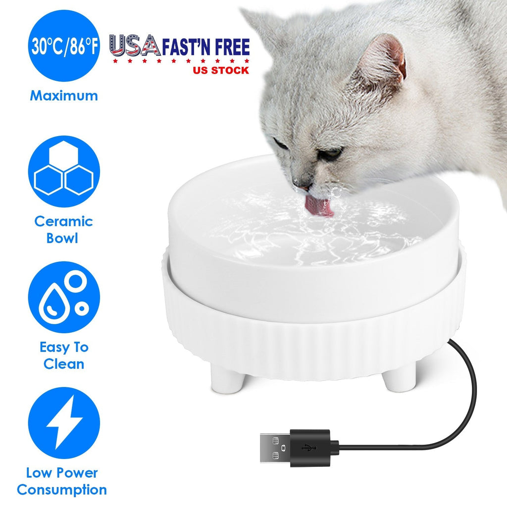 Heated Water Bowl For Dogs And Cats Ceramic Heated Pet Water Bowl Food Warmer USB Powered Thermal Pet Bowl Provide Fresh Non Freezing Drinkable Water