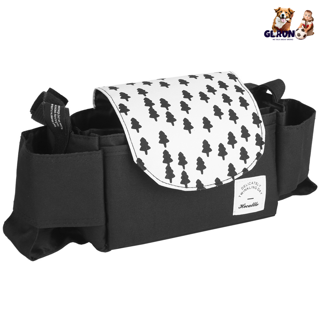 Stroller Organizer Bag 6 Pockets Baby Trolley Bag with Cup Holder for Paper Tissue Diaper Phone Snacks Baby Cream