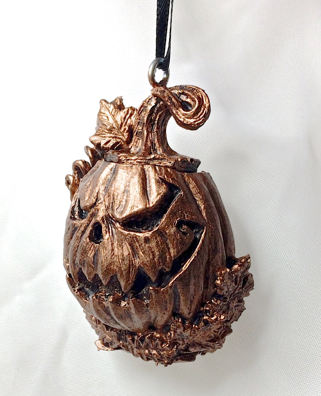 Jack O' Lantern Ornament, Hand Painted Resin Sculpture | Gothic Halloween Pumpkin Figurine | Dark Witchy Art for Spooky Holiday Decor