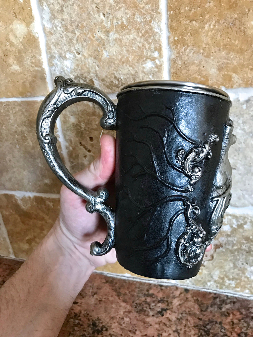 Anatomical Heart Mug, Hand Sculpted Resin Gothic Art Mug with Stainless Steel Liner| Spooky Heart Mug, Halloween Gift and Gothic Home Decor
