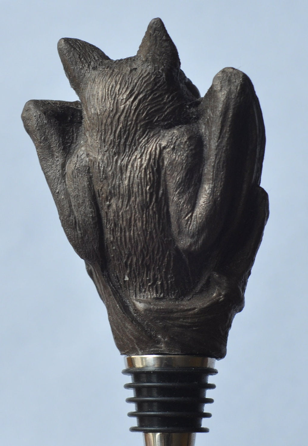 Fruit Bat Wine Stopper, Hand Painted Resin Sculpture | Gothic Art Barware| Mythical Bat Bottle Stopper, Fantasy Gothic Wine and Barware Gift