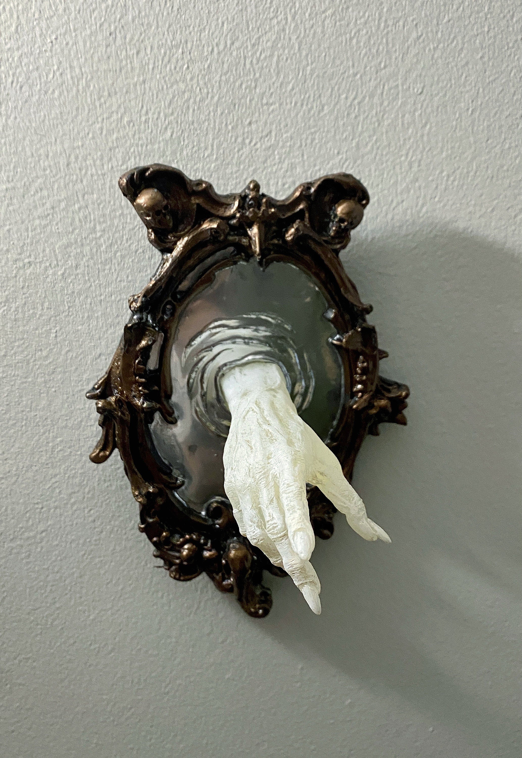 Spectral Hand Wall Plaque, White Version, Resin | Victorian Gothic Haunted Wall Art |Ghost Hand Gift for Halloween, Spooky Home Decor