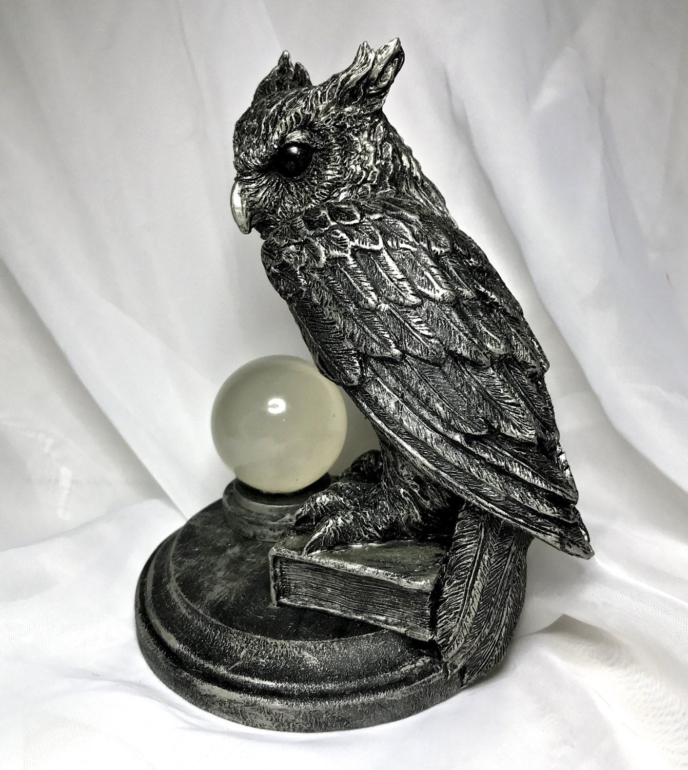 Horned Owl: Witch’s Familiar Statue, Hand Painted Resin Sculpture | Pagan Folklore Owl Figurine | Witchy Art for Gothic Home Decor