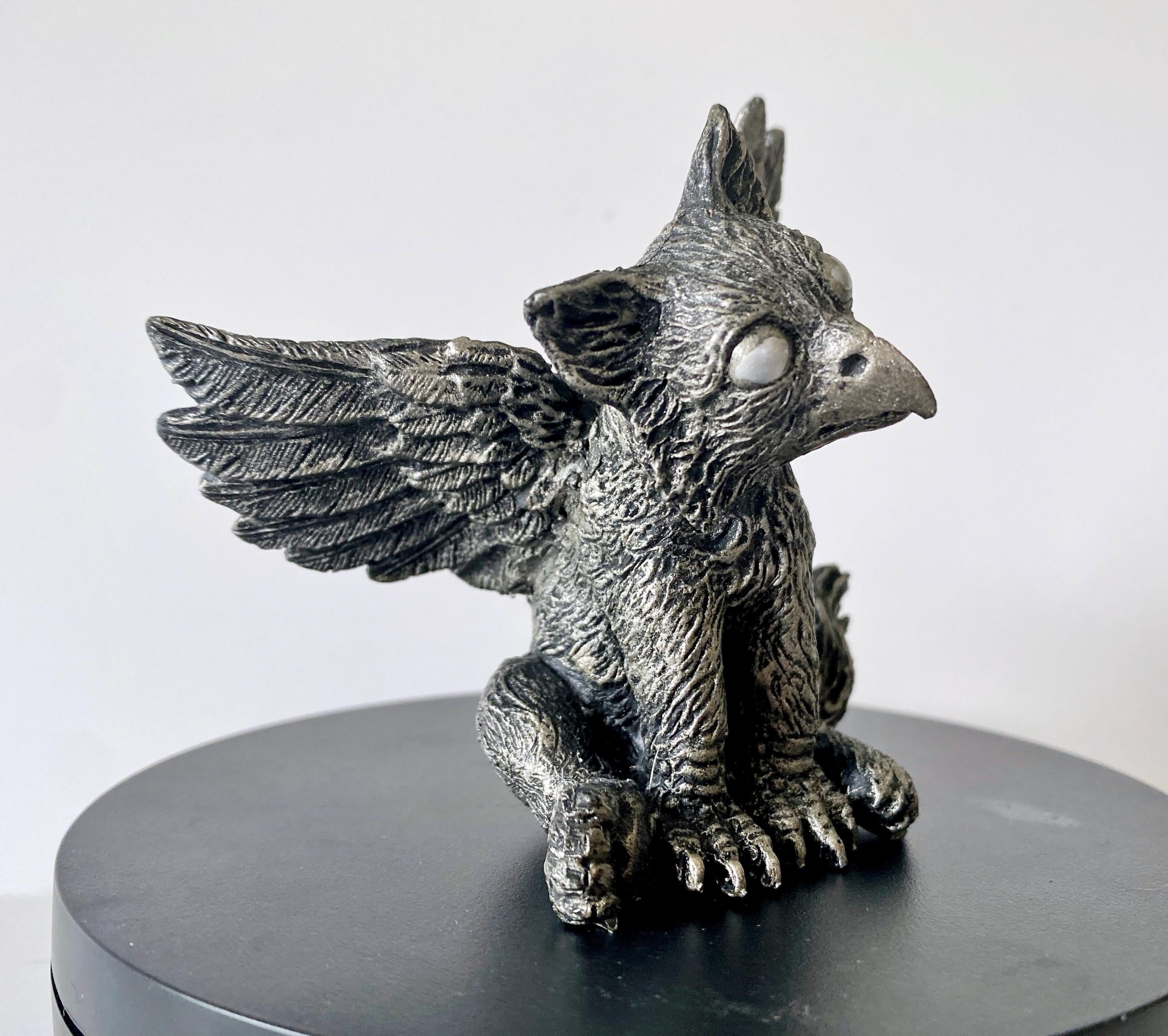 Baby Griffin Statue, Hand Painted Resin Sculpture | Mythical Creature Figurine | Unique Legendary Baby Griffin Figurine. Fantasy Art Gift