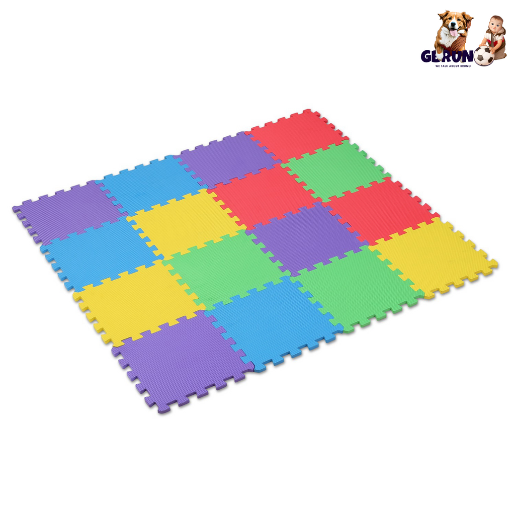 16Pcs Kids Puzzle Exercise Play Mat Interlocking Non-Toxic EVA Floor Mat Multi-Color Anti-Skid Playmat for Infants Baby Toddlers