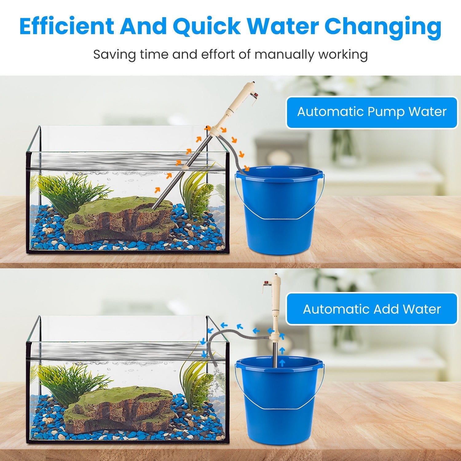 Multifunctional Electric Aquarium Gravel Cleaner Kit Length Adjustable Automatic Fish Tank Vacuum Cleaner Change Water Wash Sand Filter Dirt Removal