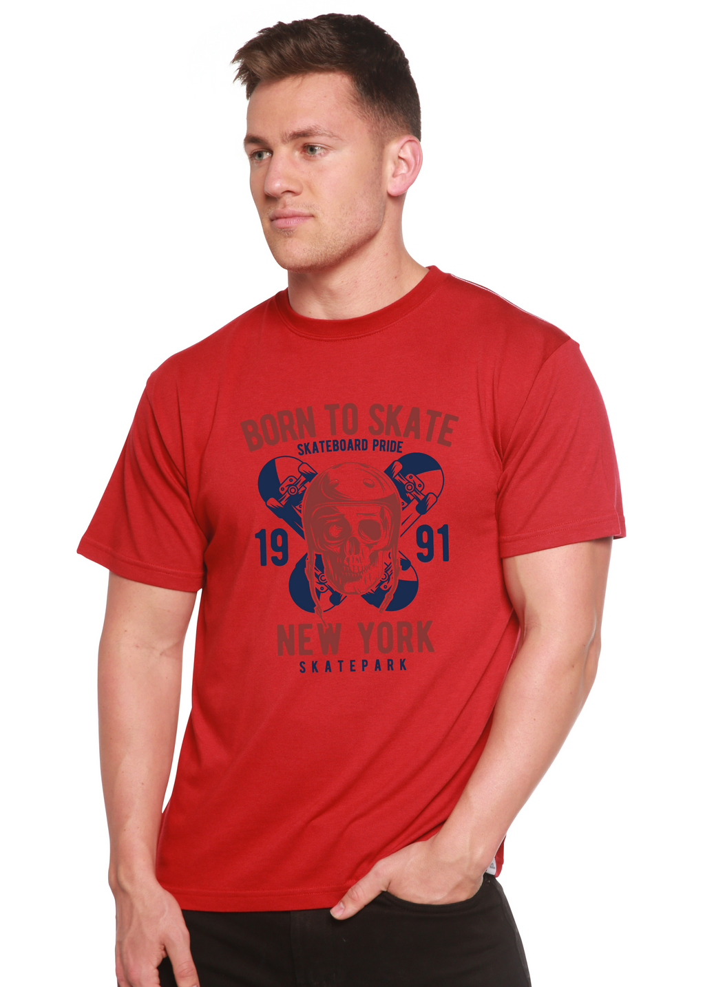Born To Skate 1991 New York Men's Bamboo Viscose/Organic Cotton Short Sleeve Graphic T-Shirt