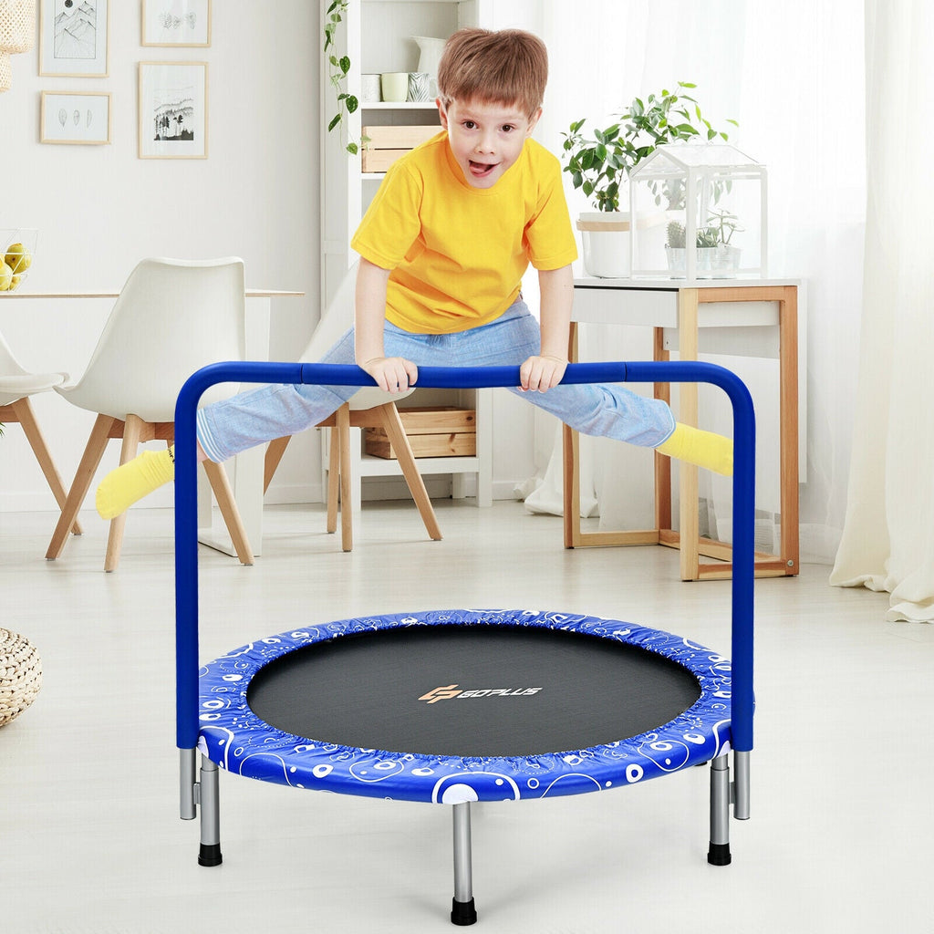 36 Inch Kids Trampoline Mini Rebounder with Full Covered Handrail-Blue