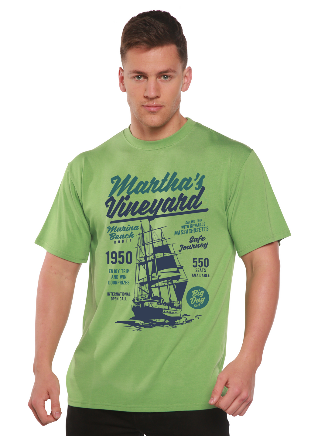Martha's vineyard Men's Bamboo Viscose/Organic Cotton Short Sleeve Graphic T-Shirt