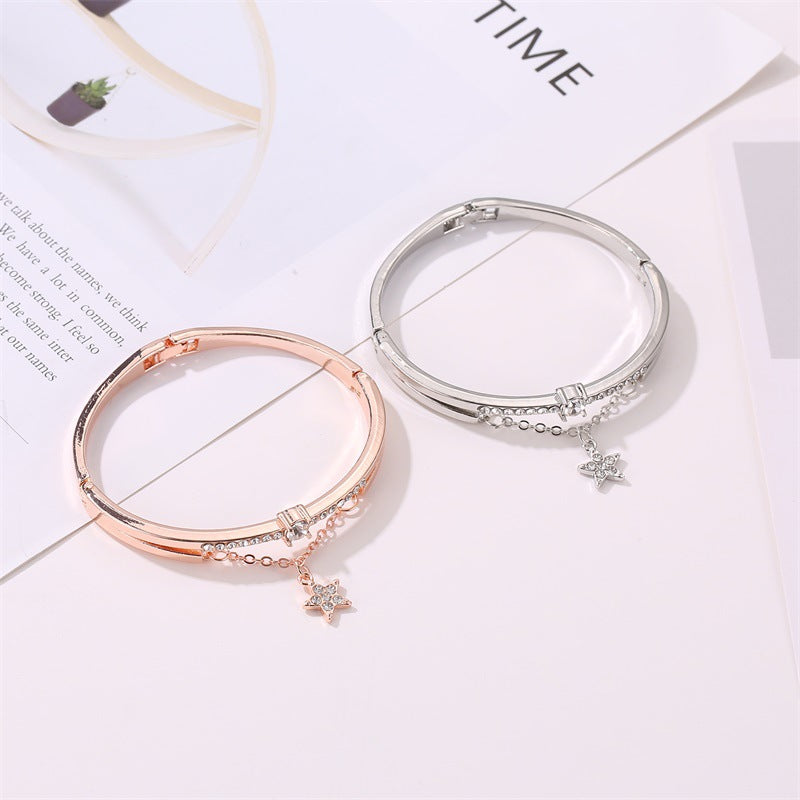 Rose Gold Stainless Steel Bracelets & Bangles Female Heart Forever Love Charm Bracelet For Women