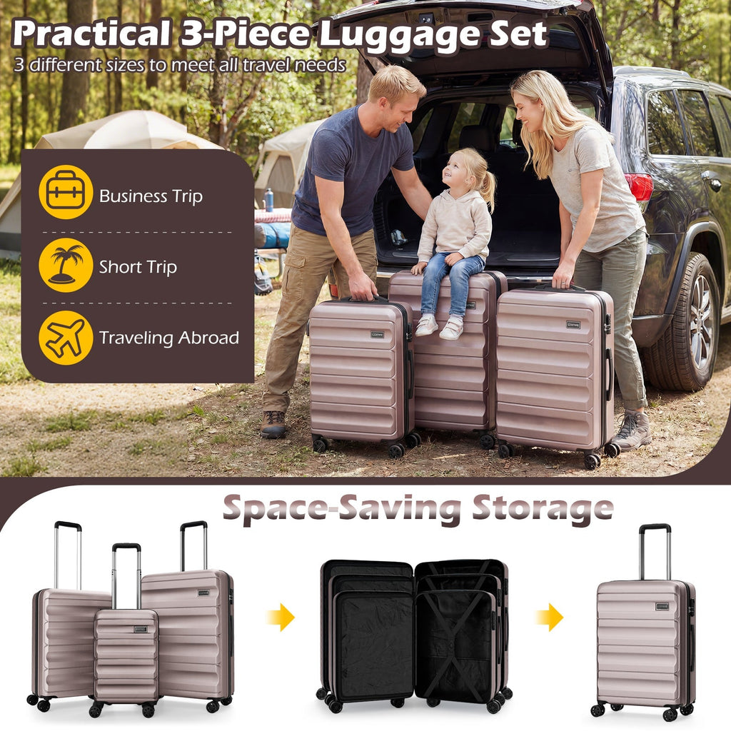 3-Piece Hardside Luggage Set 20/24/28 Inch Lightweight Hardside Suitcases