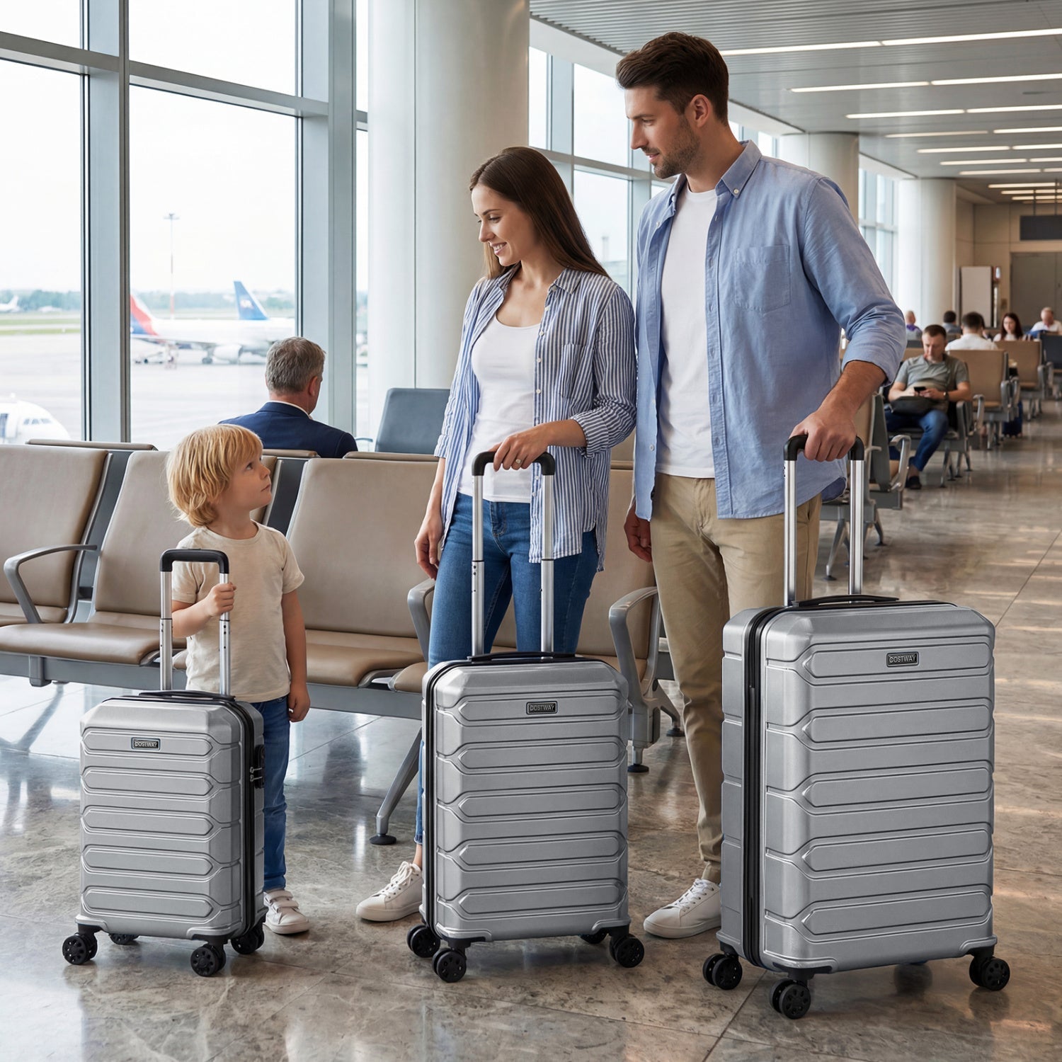 3-Piece Hardside Luggage Set Lightweight Hardside Suitcases with 8-Spinner Wheels