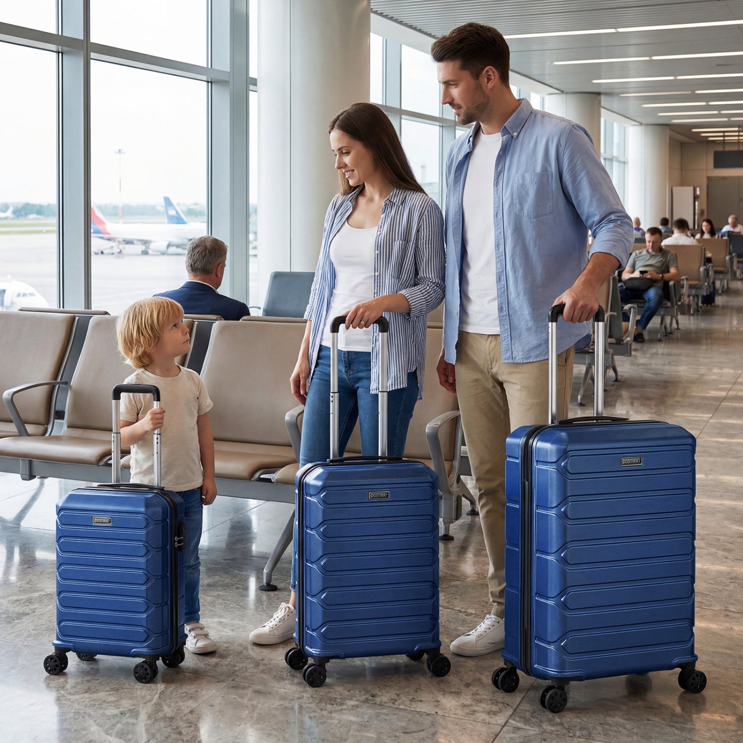 3-Piece Hardside Luggage Set Lightweight Hardside Suitcases with 8-Spinner Wheels