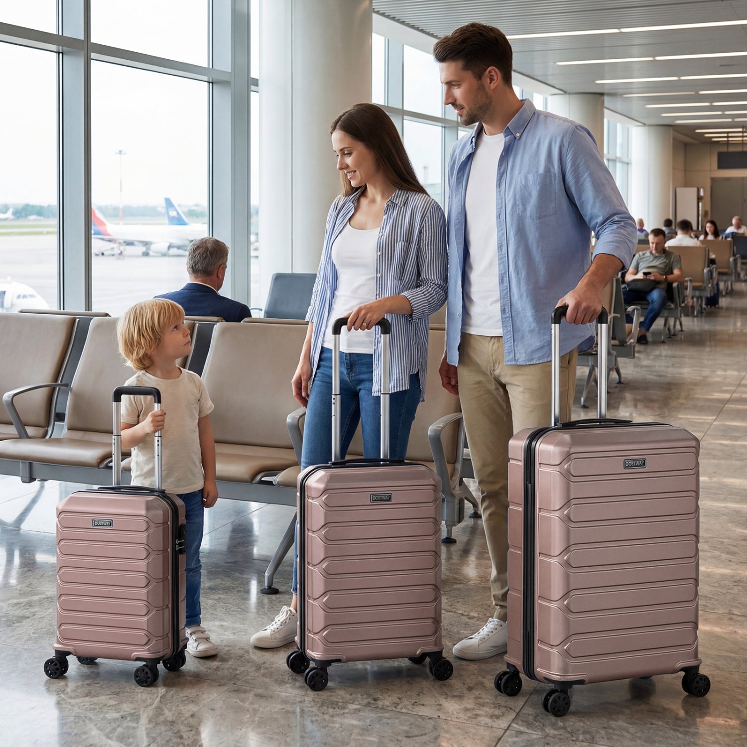 3-Piece Hardside Luggage Set Lightweight Hardside Suitcases with 8-Spinner Wheels