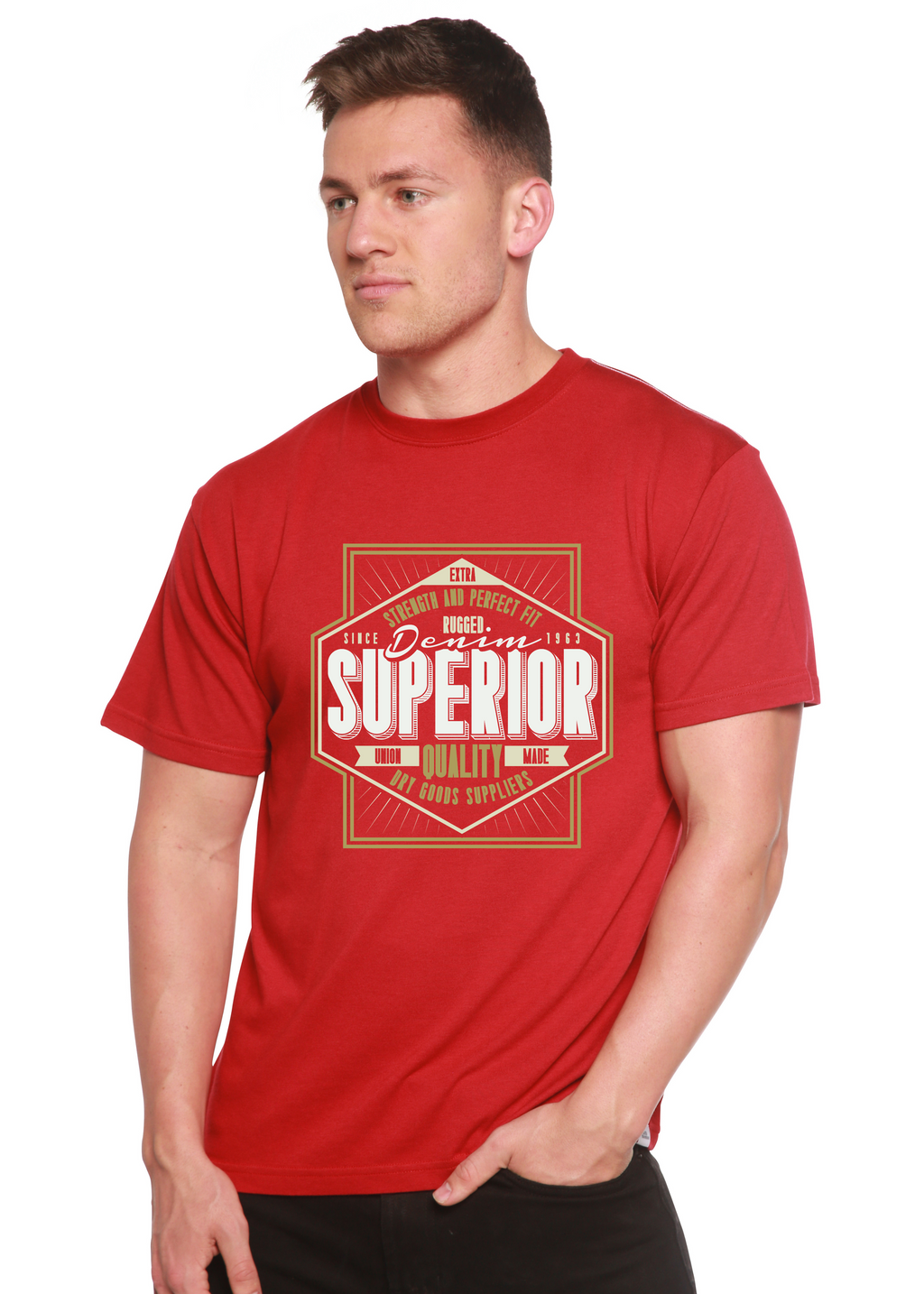 Superior Quality Men's Bamboo Viscose/Organic Cotton Short Sleeve Graphic T-Shirt
