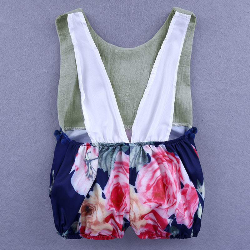 Baby Romper Floral Tassels Sleeveless Backless Jumpsuit for Newborn Baby Girl