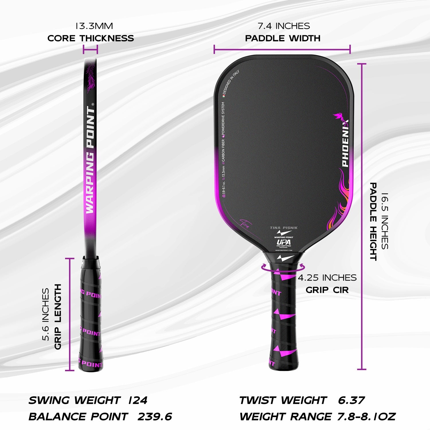 Phoenix Pickleball Paddle - 13.3MM
