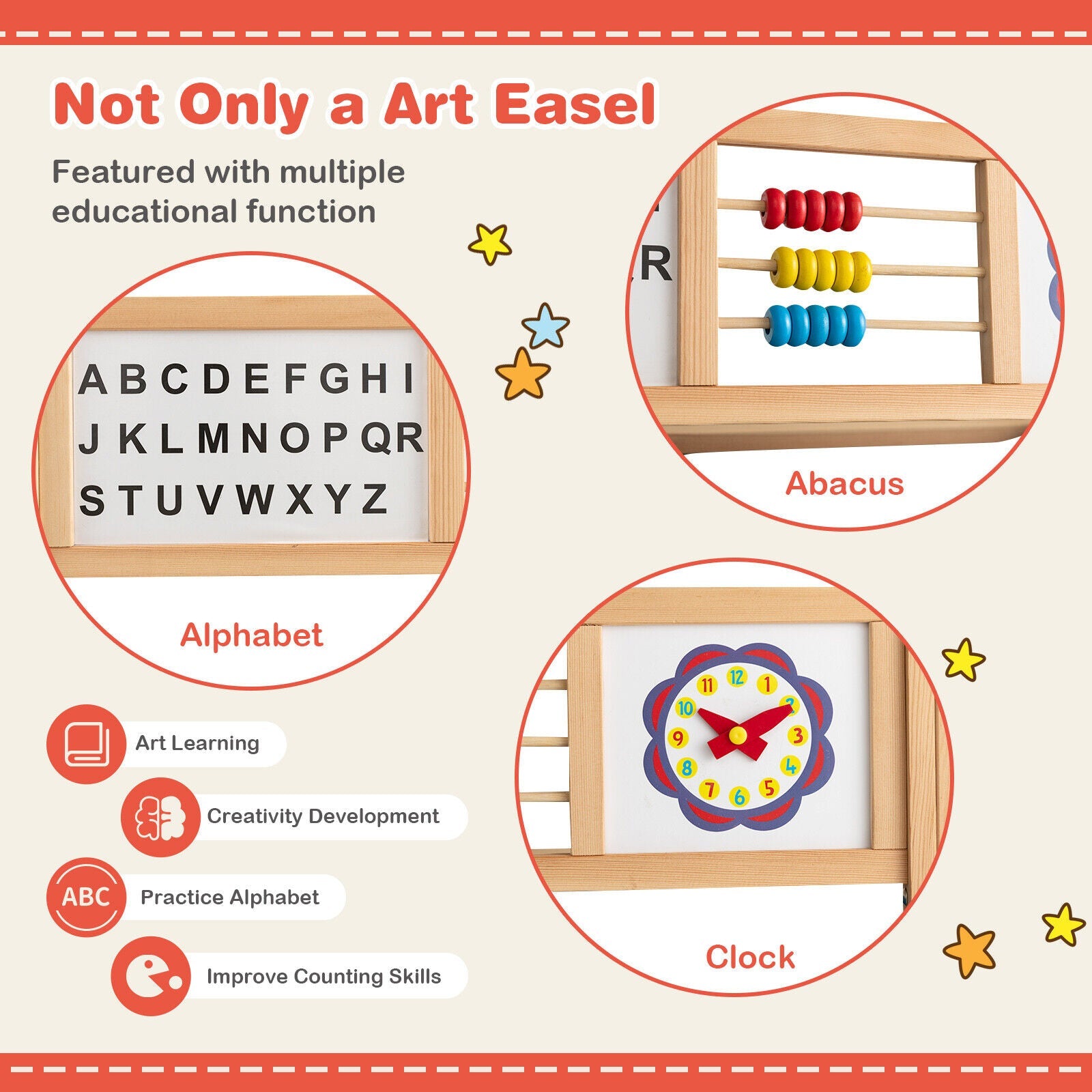 3-in-1 Wooden Art Easel for Kids with Drawing Paper Roll