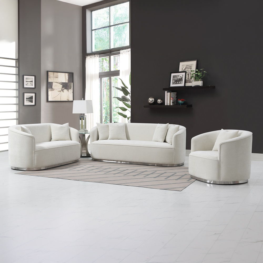 Odette - Chair With Pillow - Beige Chenille