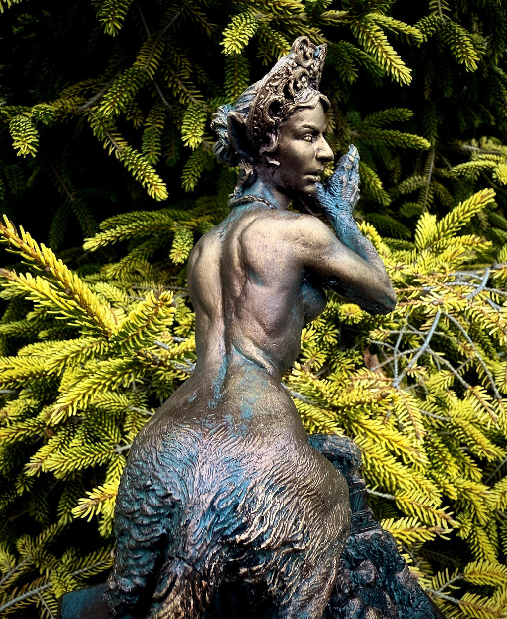 Sphinx Statue, Hand Painted Resin Sculpture | Mythical Creature Figurine |  Legendary Sphinx Goddess Altar Statue for Fantasy Art Decor
