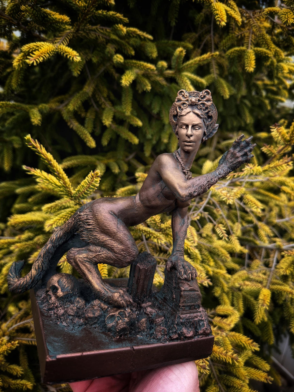 Sphinx Statue, Hand Painted Resin Sculpture | Mythical Creature Figurine |  Legendary Sphinx Goddess Altar Statue for Fantasy Art Decor