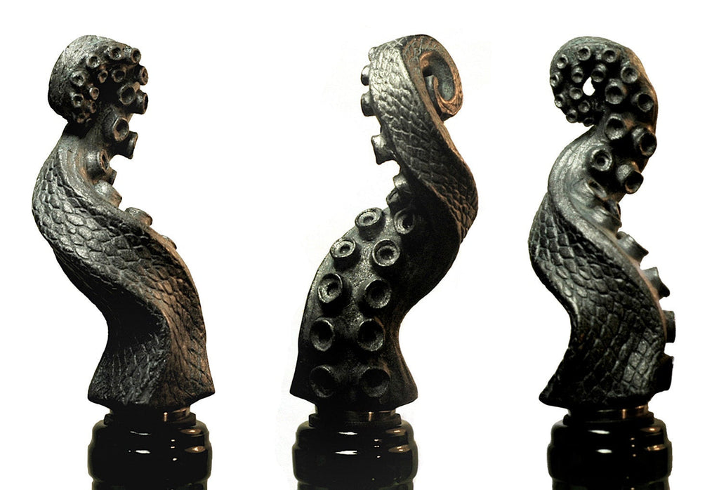 Kraken Tentacle Winestopper, Hand Painted Resin | Gothic Nautical Barware | Octopus Tentacle Bottle Stopper, Gothic Wine and Barware Gift