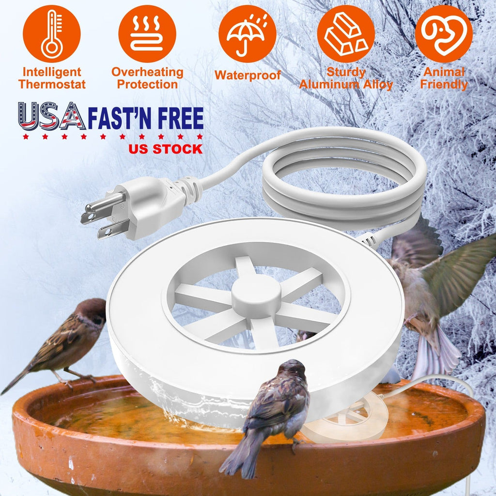 70W Outdoor Bird Bath Heater Winter Deicer with Thermostat, Auto Shutoff & Waterproof Design