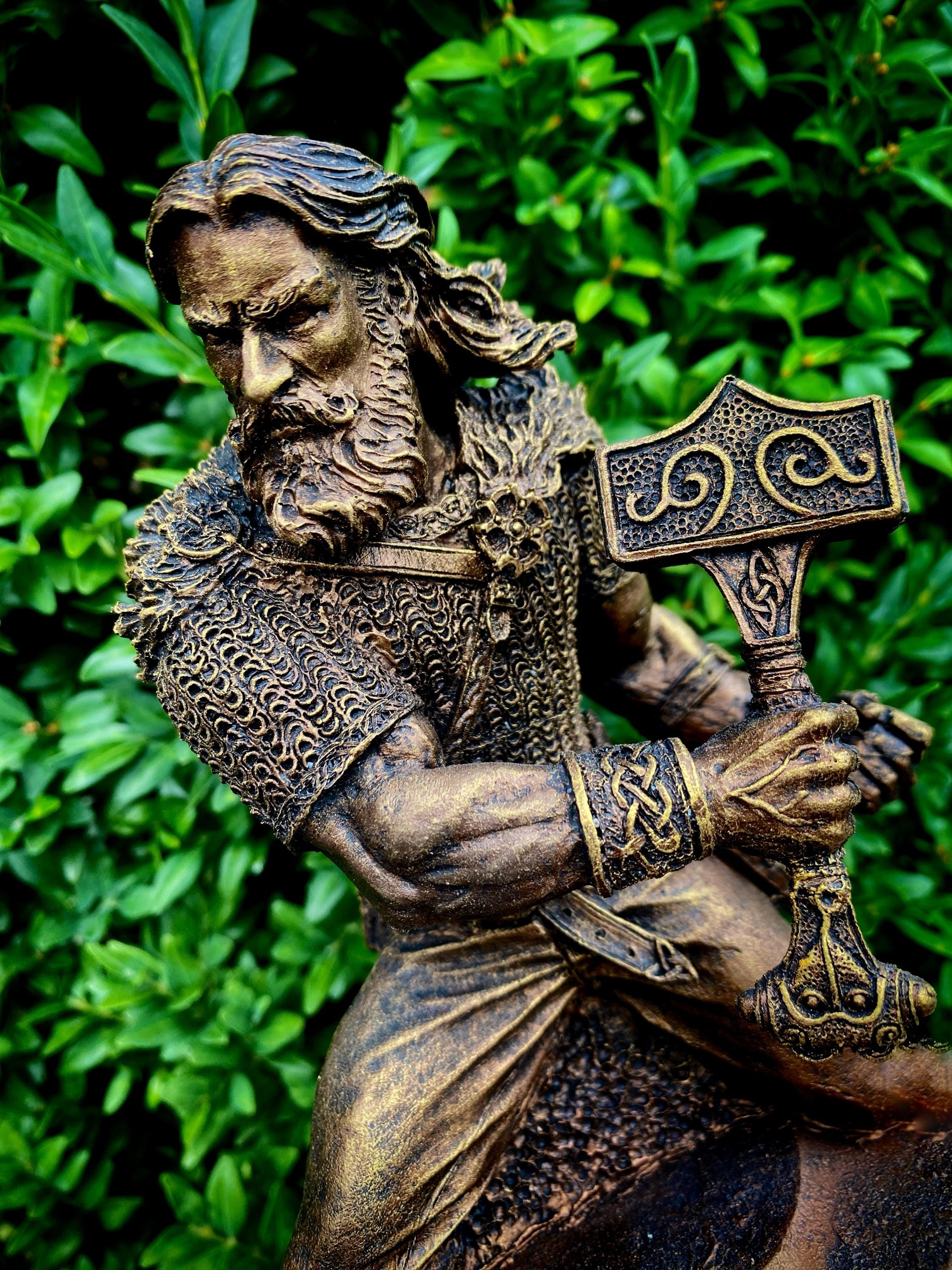 Thor Bust, Hand Painted Resin Sculpture | Norse Mythology Figurine | Myths and Legends God of Thunder Statue, Fantasy Art Home Decor