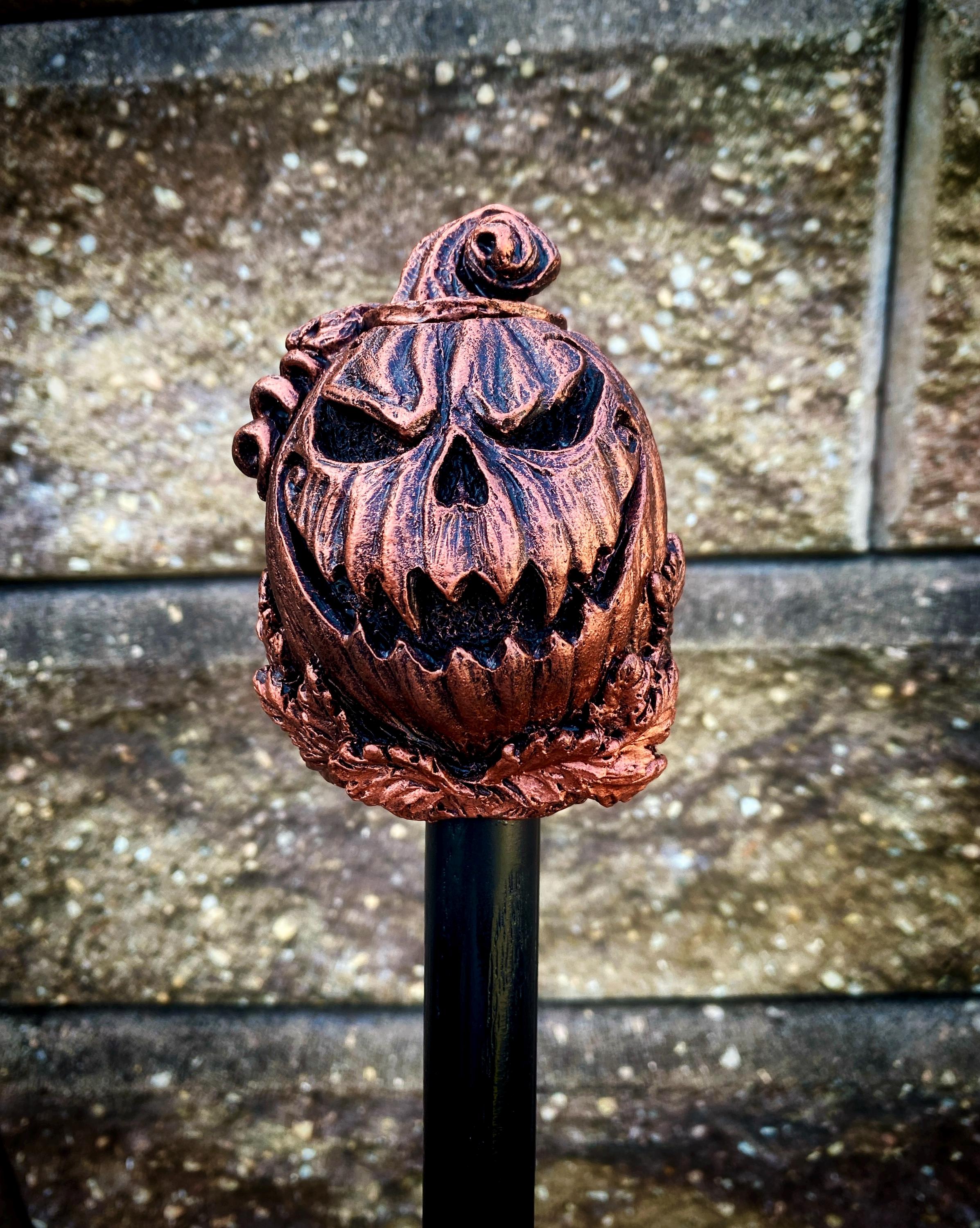Jack O' Lantern Cane, Hand Sculpted Walking Stick | Halloween Gothic Cane | Fantasy Cosplay Pumpkin Jack O' Lantern Cane, Gothic Accessory