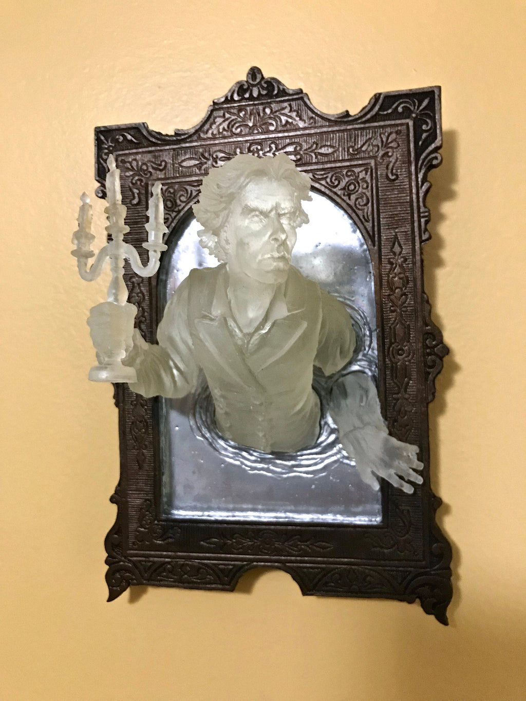 Gentleman Ghost in the Mirror Wall Plaque, Glow in the Dark Resin| Victorian Gothic Haunted Wall Art | for Halloween and Spooky Home Decor