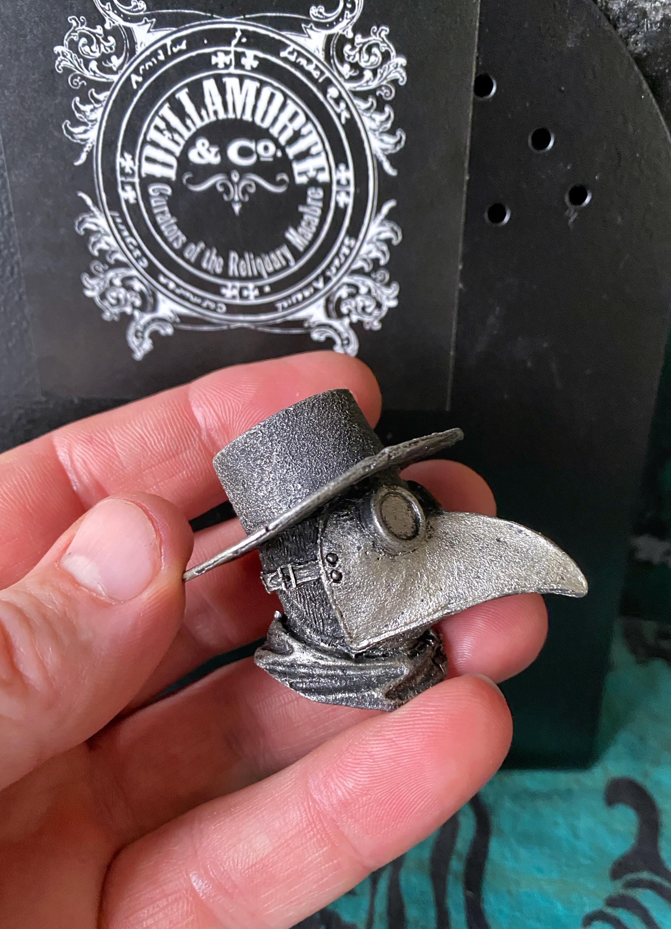 Plague Doctor Magnet, Hand Painted Resin Sculpture | Gothic Fantasy Decor | Plague Dr. Magnet for Fantasy and Gothic Decor