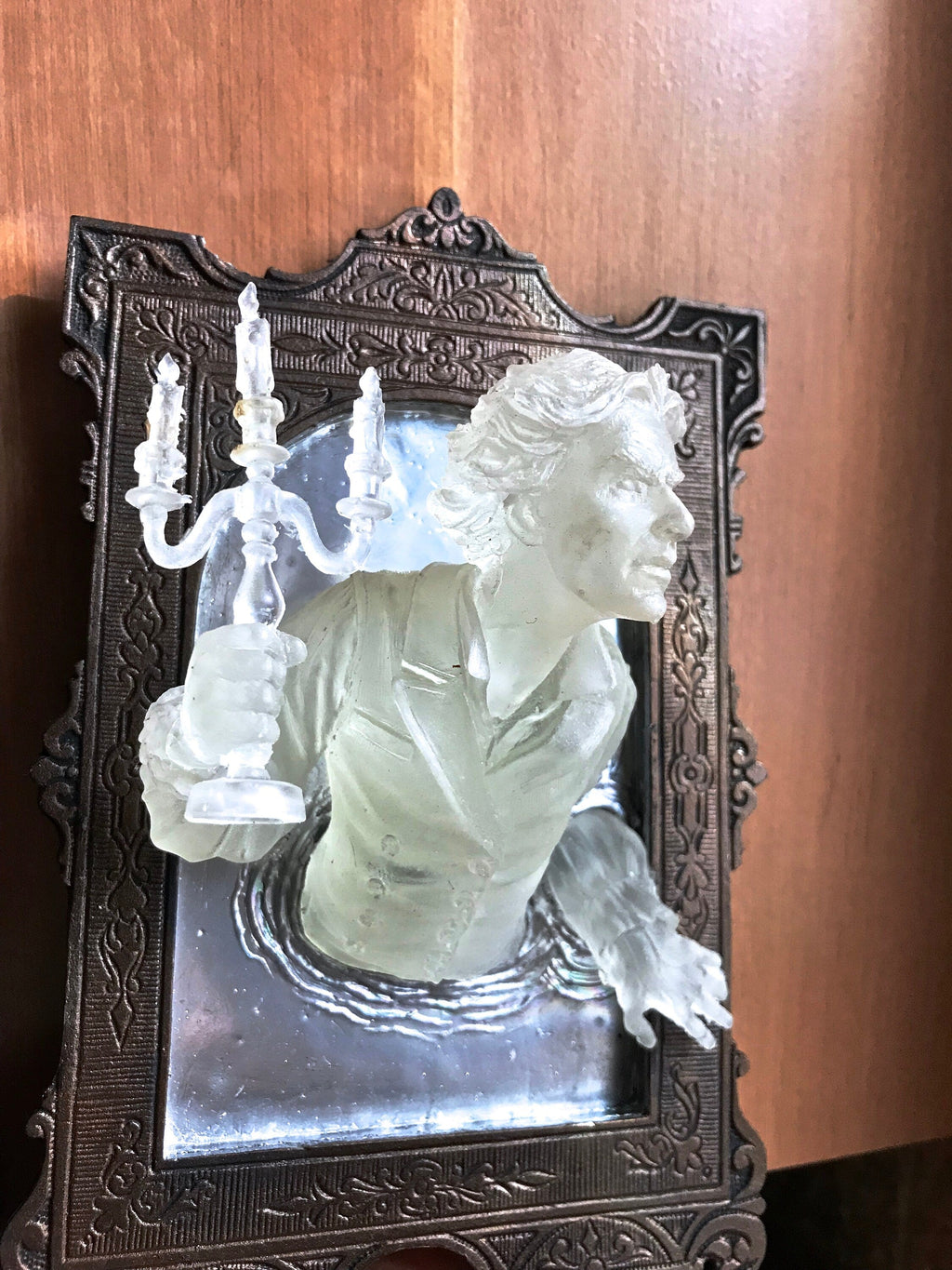 Gentleman Ghost in the Mirror Wall Plaque, Glow in the Dark Resin| Victorian Gothic Haunted Wall Art | for Halloween and Spooky Home Decor