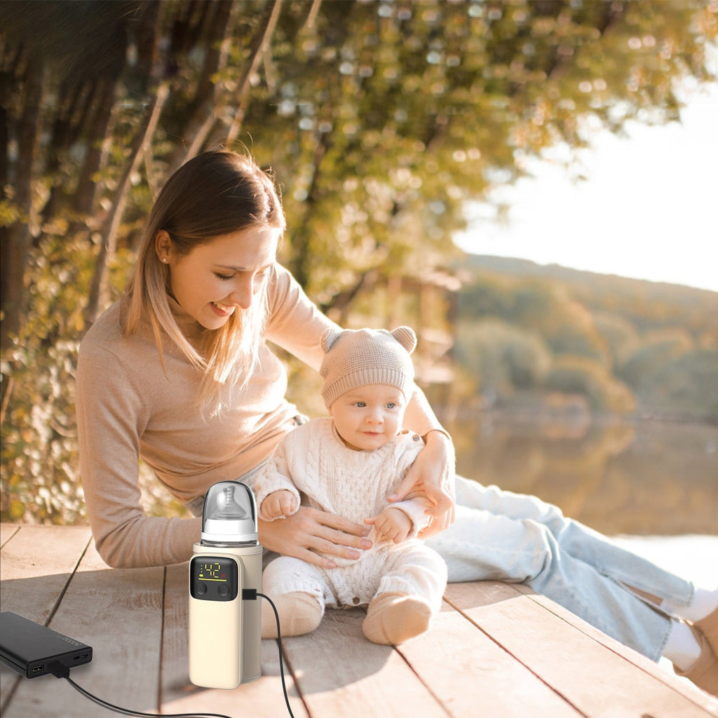 Portable Bottle Warmer with Night Light On The Go Baby Milk Warmer Milk Formula Warmer for Home Travel with 6 Heating Levels