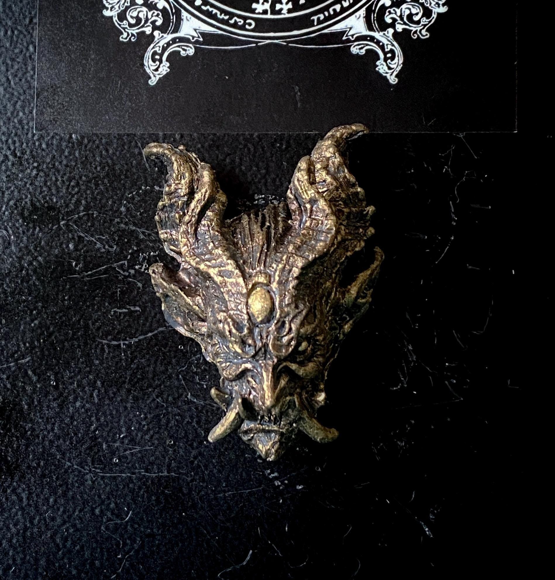 Oni Demon Head Magnet, Hand Painted Resin Sculpture | Mythic Fantasy Decor | Japanese Monster Magnet for Fantasy and Gothic Decor