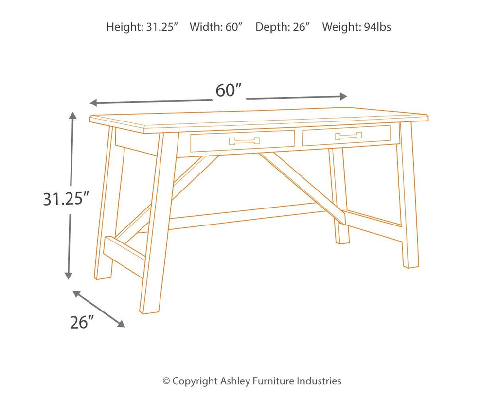 Baldridge - Home Office Large Leg Desk - Rustic Brown