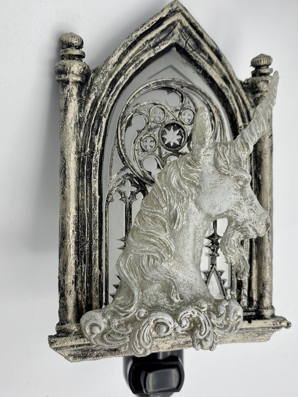 Unicorn and Gothic Cathedral Window Nightlight | Medieval Gothic Night Light |  Unicorn Lighting for Gothic Fantasy Home Decor