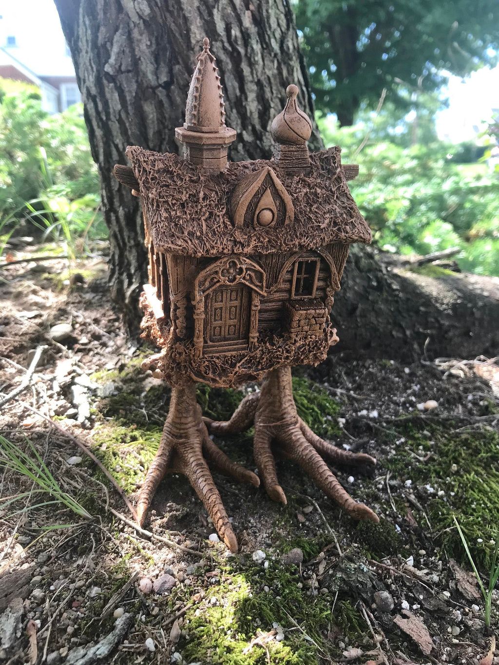 Baba Yaga Hut Statue, Hand Painted Resin Sculpture | Russian Folklore Figurine | Witch House Statue | Fantasy Art for Gothic Home Decor