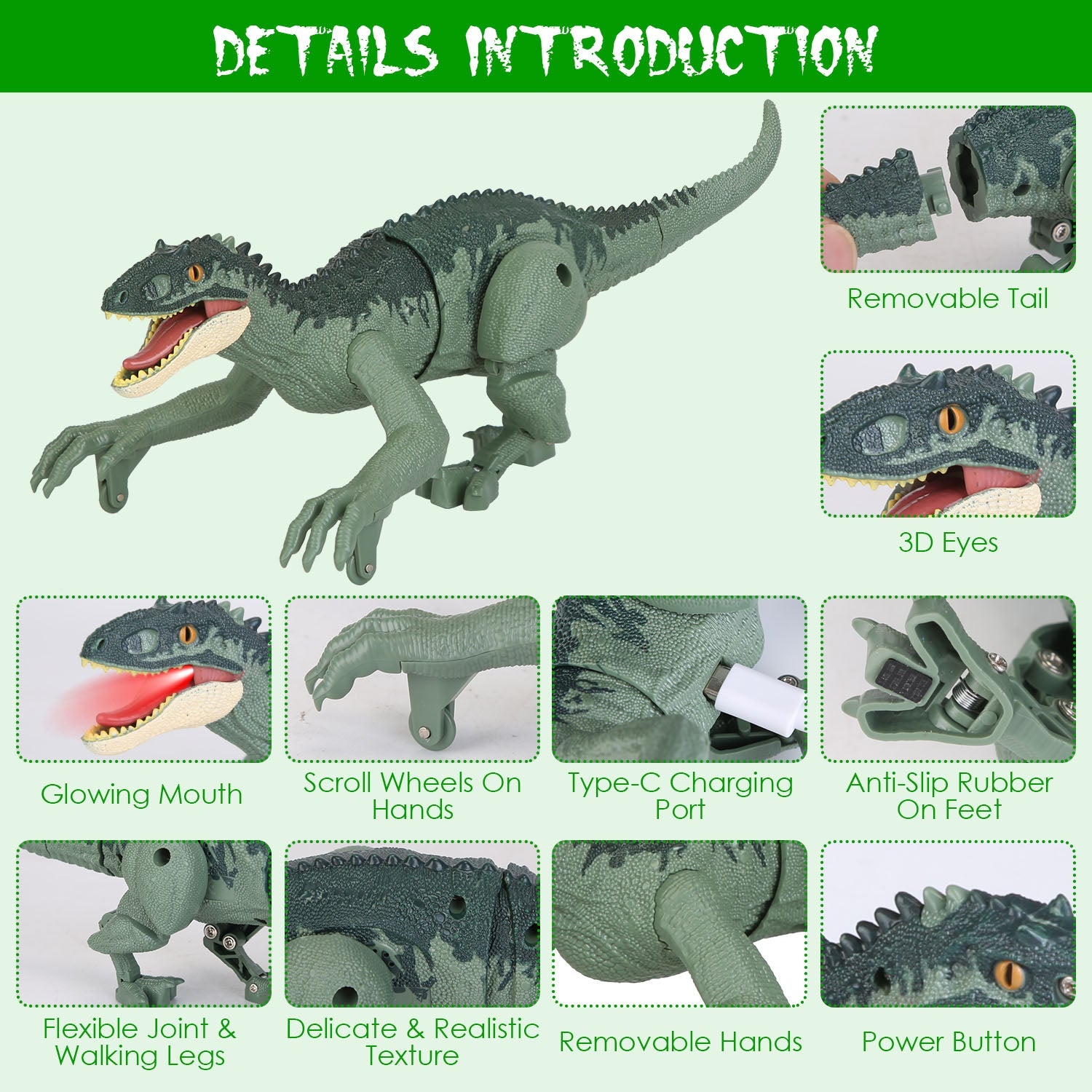 Remote Control Dinosaur Toys Jurassic Realistic RC Dinosaur Rechargeable T-Rex Walking Robot with 3D Eye Roaring Sounds Red Light Remote Control for 3