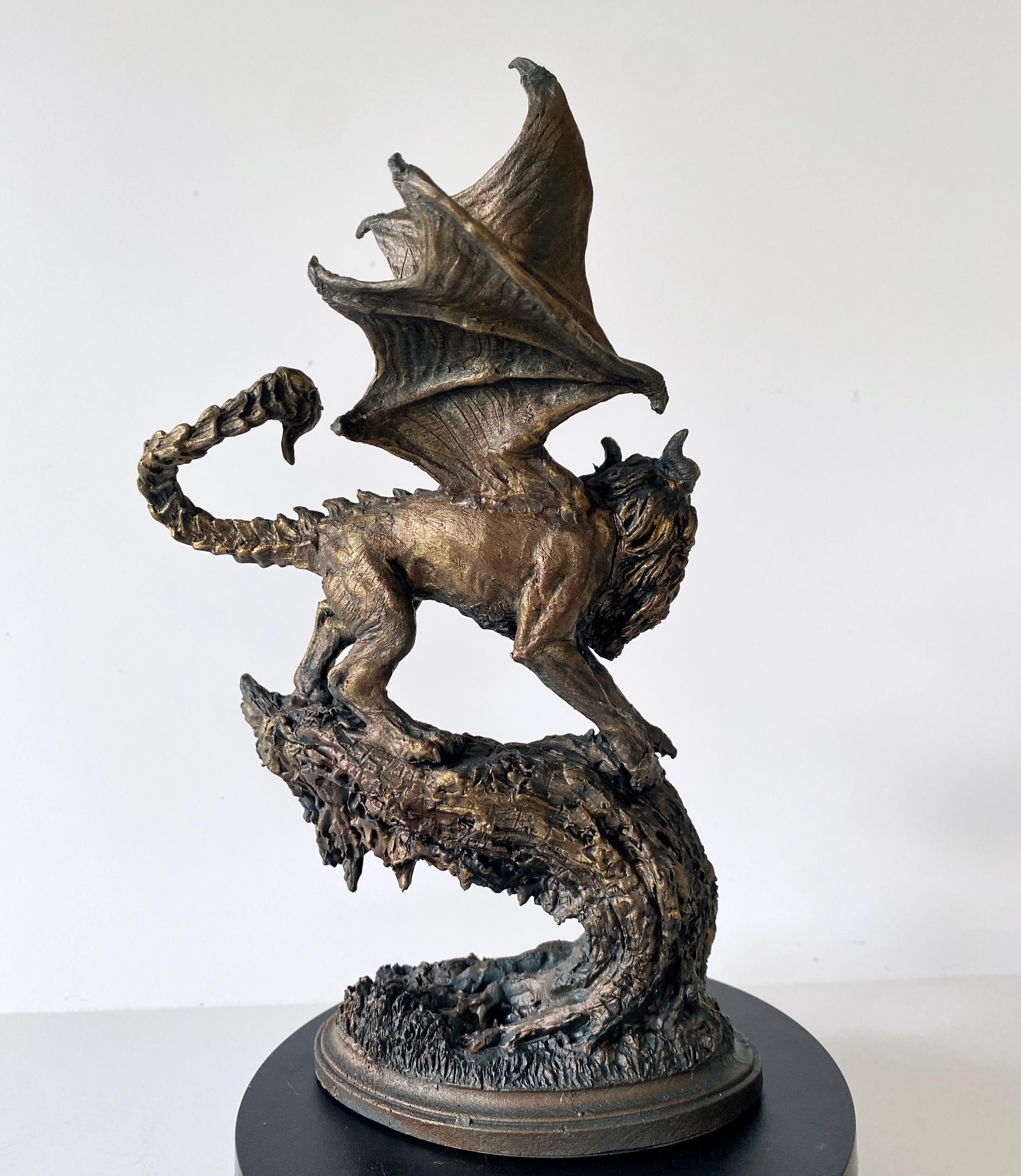 Manticore Statue, Hand Painted Resin Sculpture | Mythical Creature Figurine | Unique Legendary Manticore Monster Figurine. Fantasy Art Gift