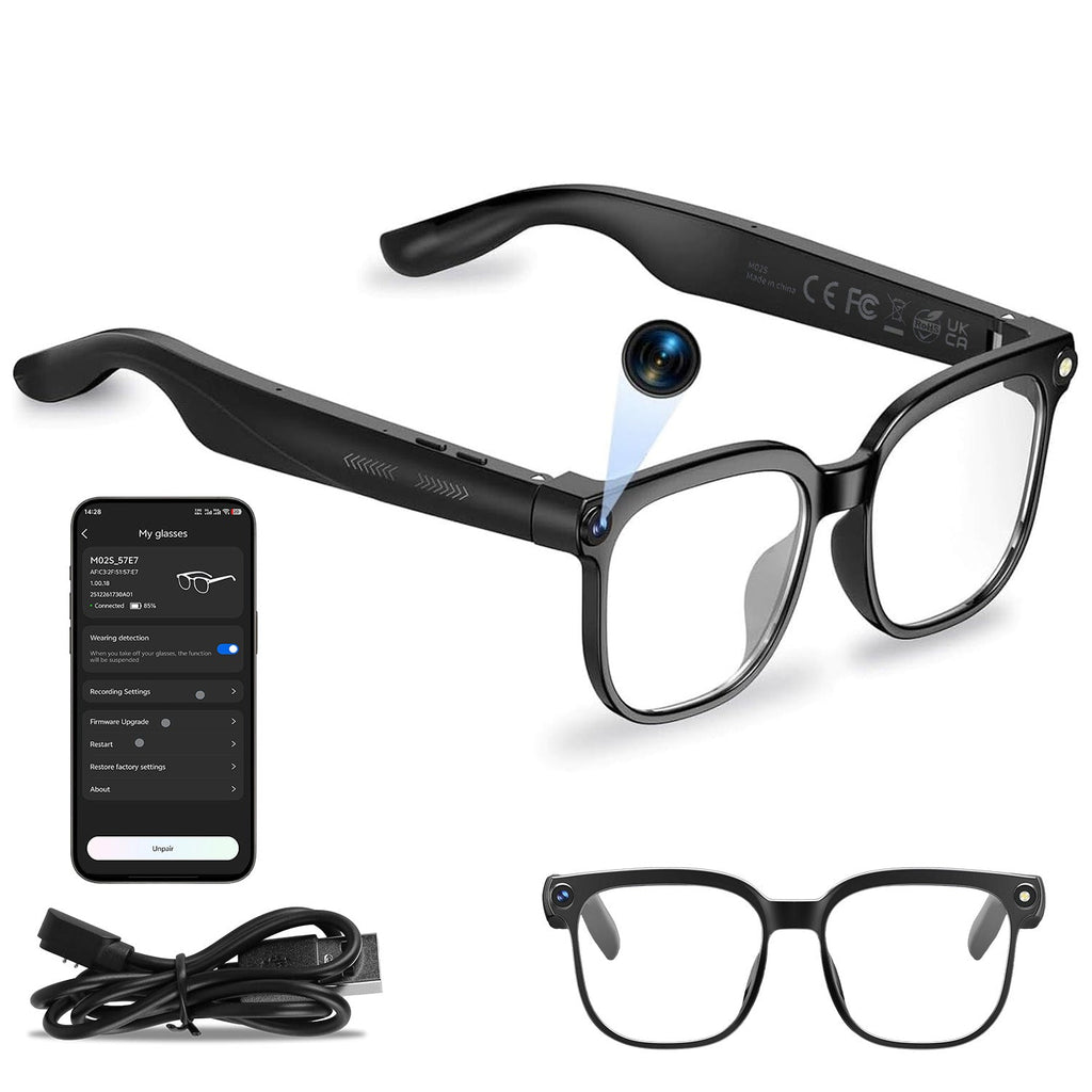 AI Smart Glasses Video Recording Sunglasses with Camera and Audio 8MP HD1080P Real Time Translation 139 Languages Voice Assistant AI Photo Recognition