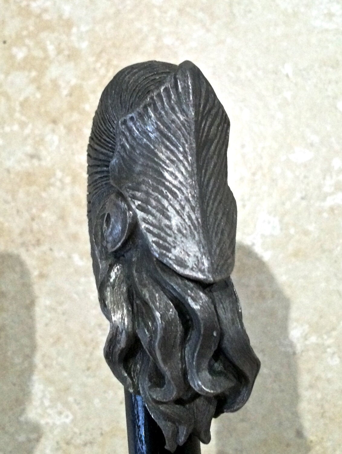 Nautilus Ammonite Cane, Hand Sculpted Walking Stick | Nautical Fossil Cane | Fantasy Natural History Cane, Maritime Gothic Accessory
