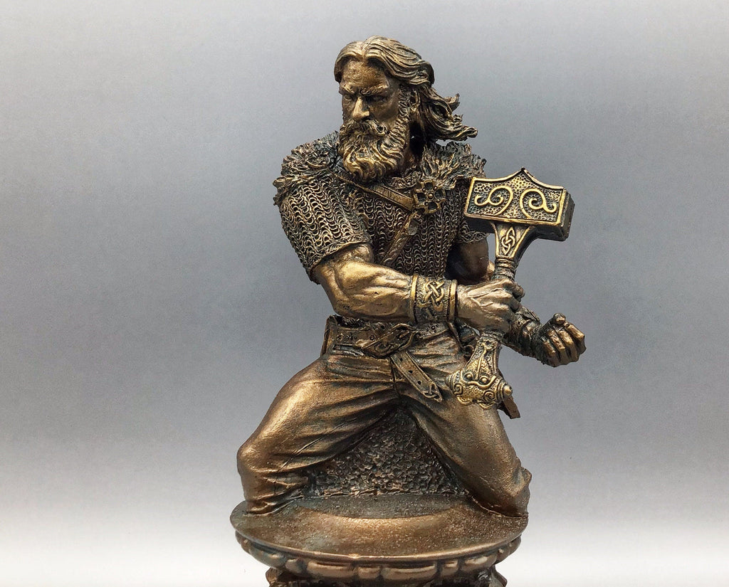 Thor Bust, Hand Painted Resin Sculpture | Norse Mythology Figurine | Myths and Legends God of Thunder Statue, Fantasy Art Home Decor