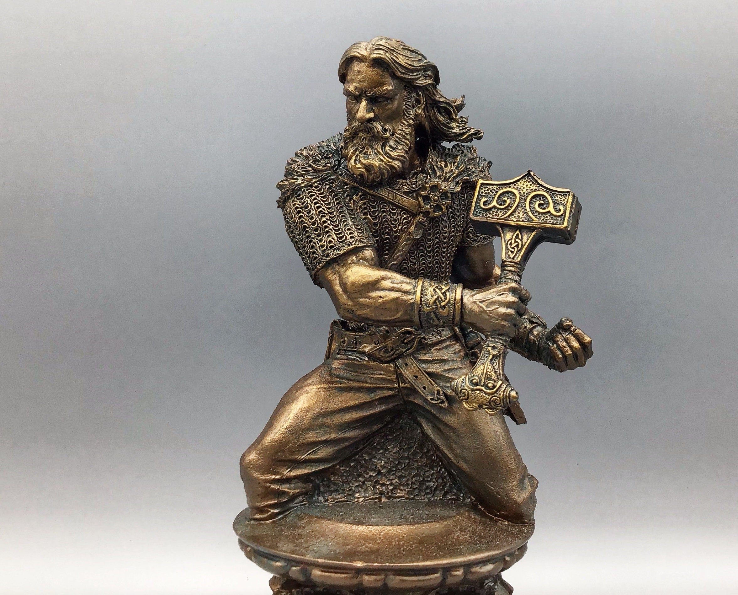 Thor Bust, Hand Painted Resin Sculpture | Norse Mythology Figurine | Myths and Legends God of Thunder Statue, Fantasy Art Home Decor