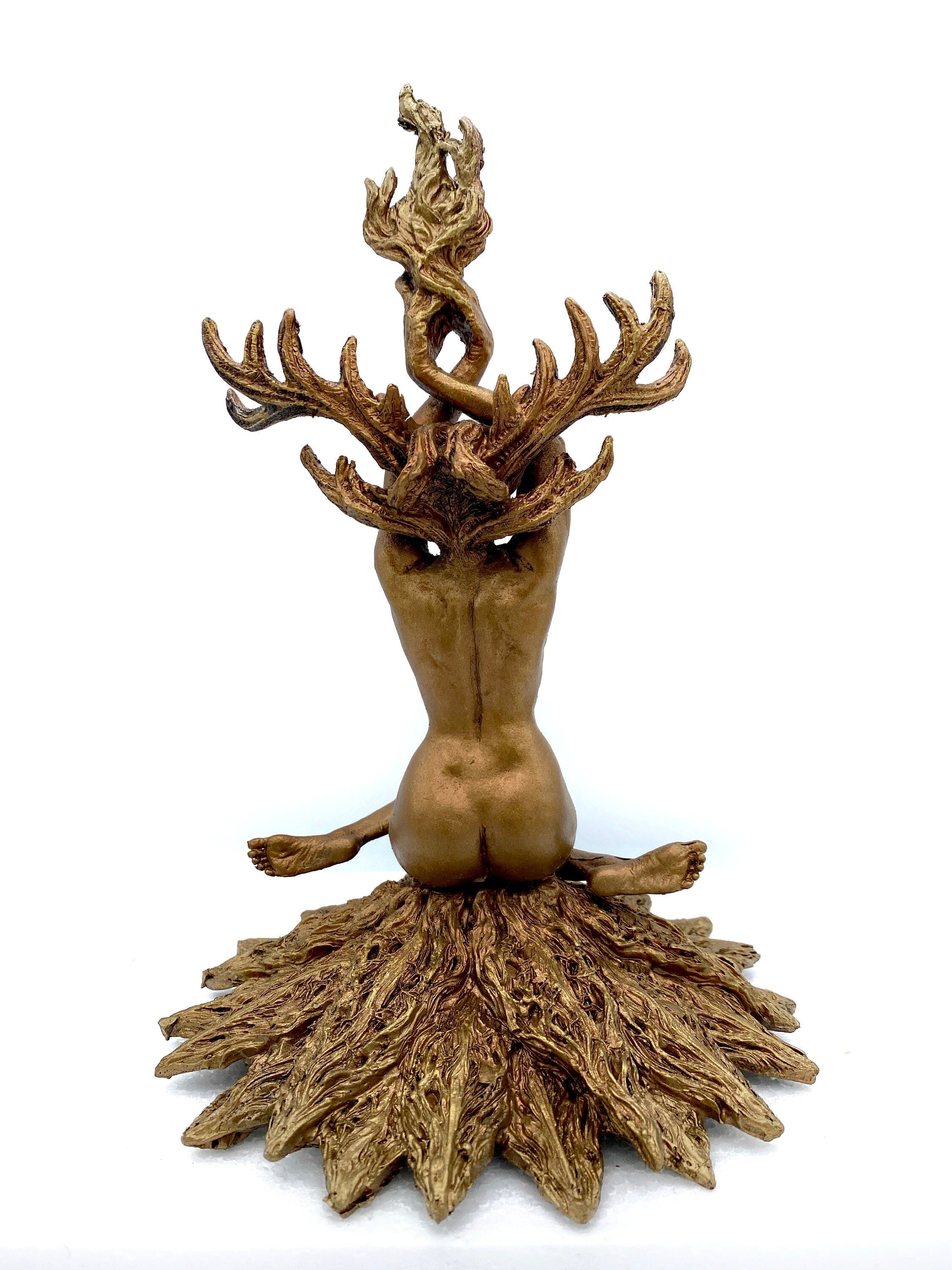 Prakrit Shakti: The Awakening Spirit, Hand Painted Resin Statue |  Mythical Yoga Meditation Figurine | Goddess Altar Statue for Yoga Lovers