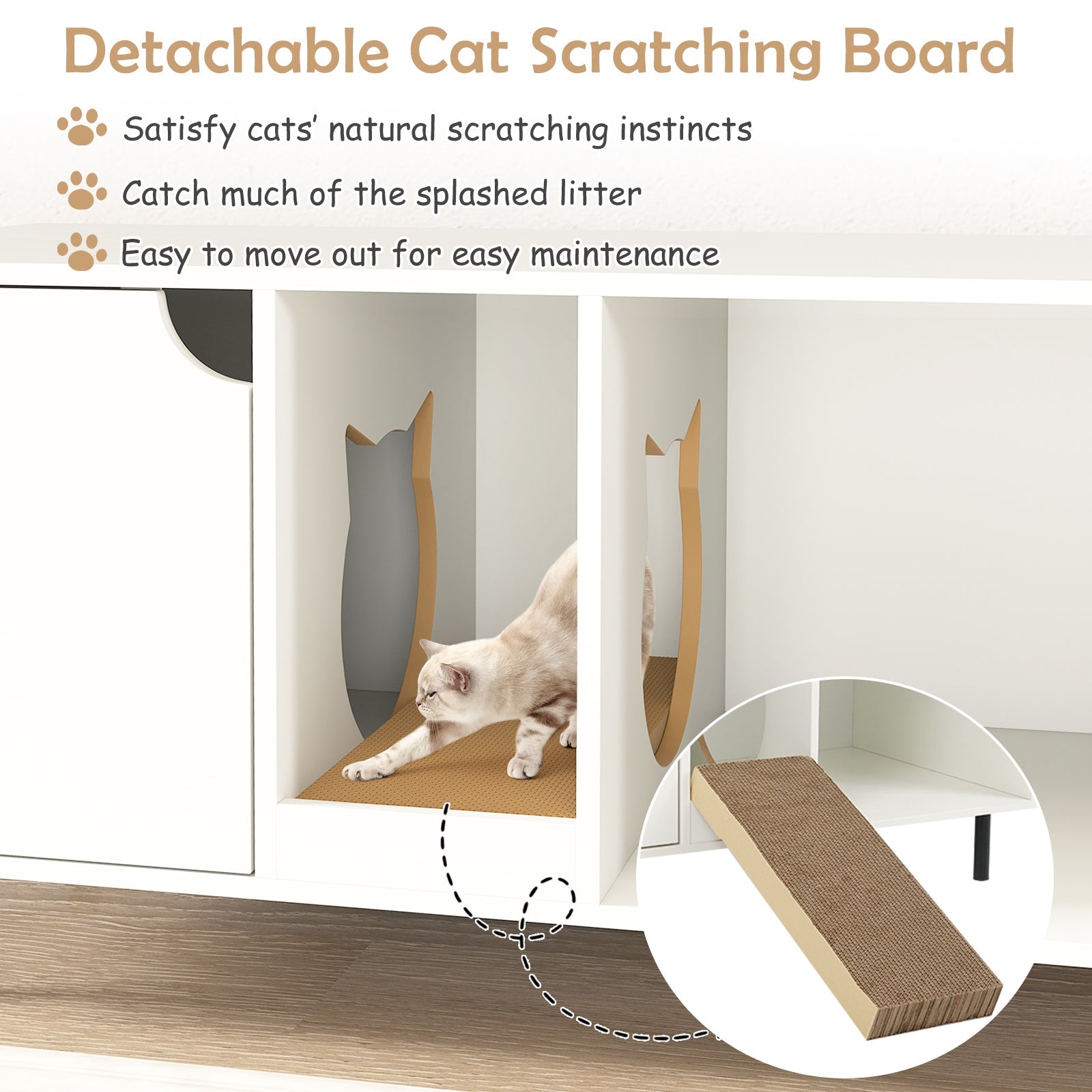 40 Inch Cat Litter Box Enclosure for 2 Cats Hidden Cat Washroom-White