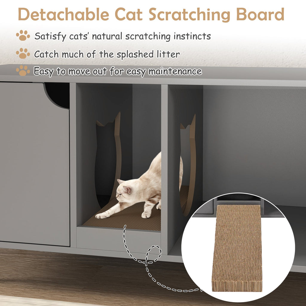 40 Inch Cat Litter Box Enclosure for 2 Cats Hidden Cat Washroom-Gray