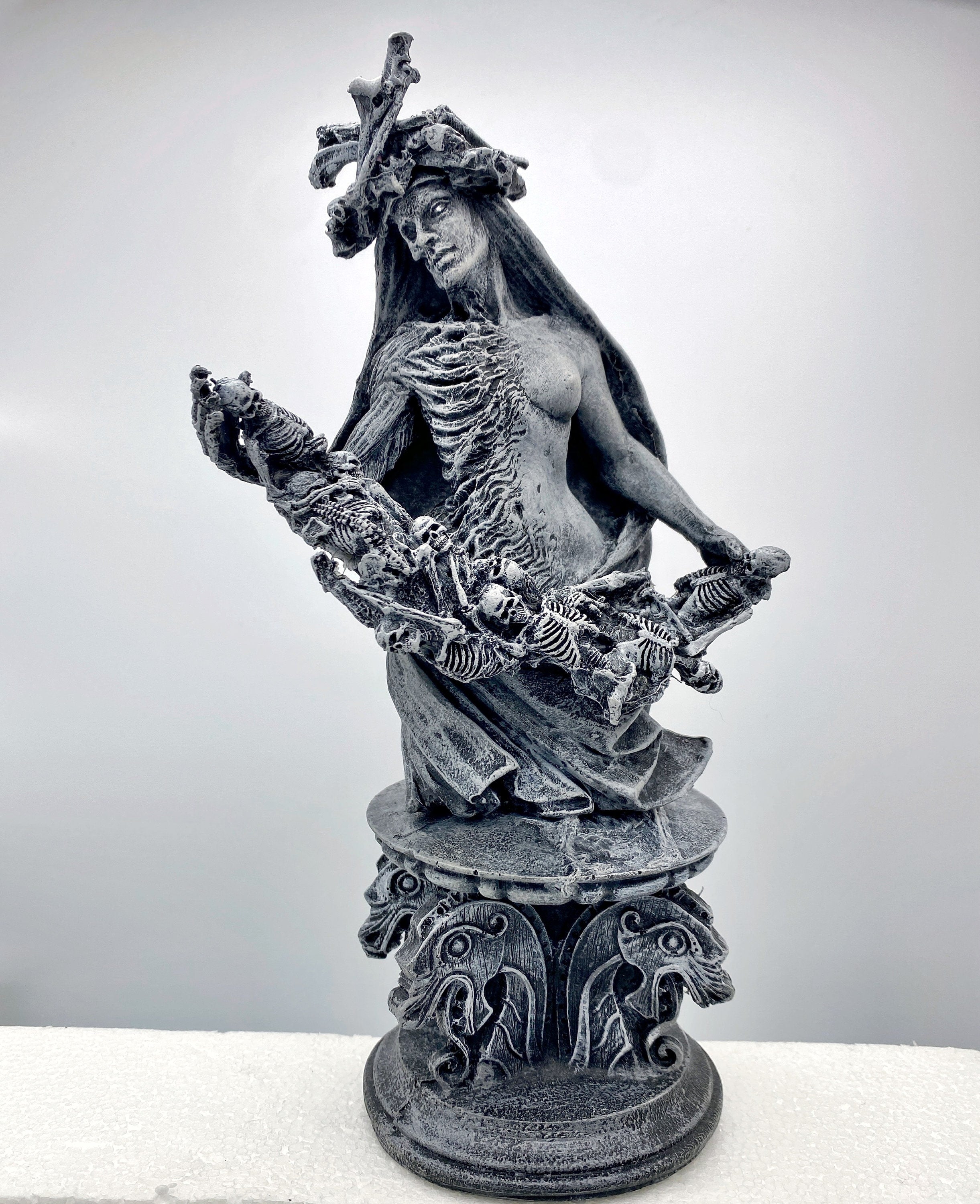 Hel, Goddess of Death and the Underworld Bust, Hand Painted Resin Sculpture | Pagan Goddess Figurine | Altar Statue for Gothic Home Decor