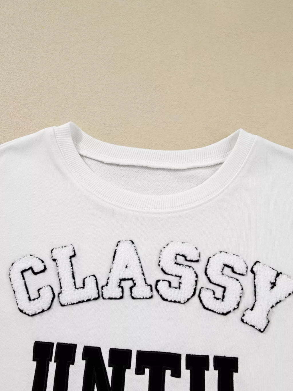 Plush Letter Patched Loose Sweatshirt