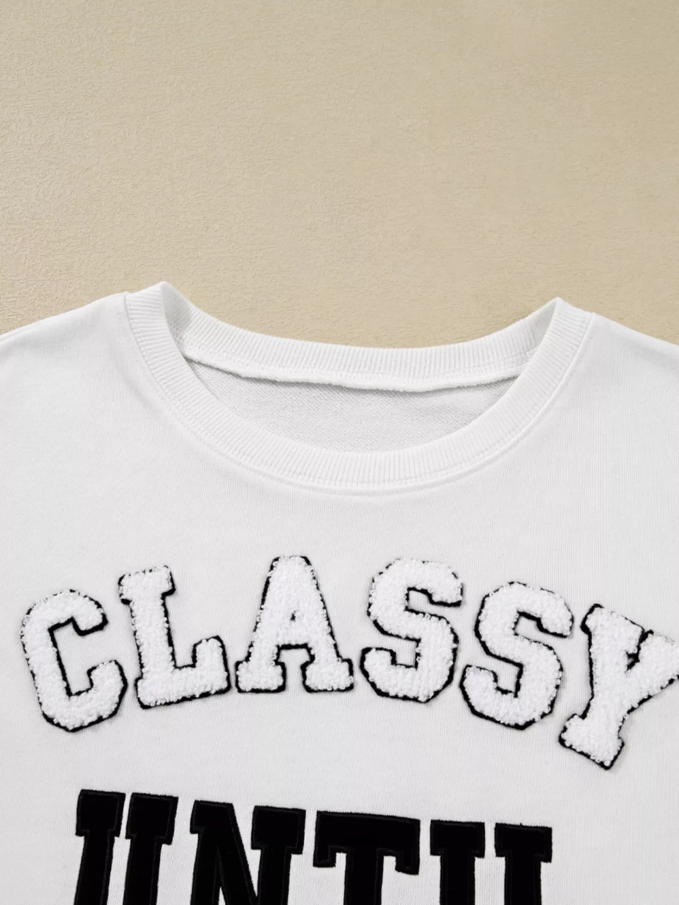 Plush Letter Patched Loose Sweatshirt