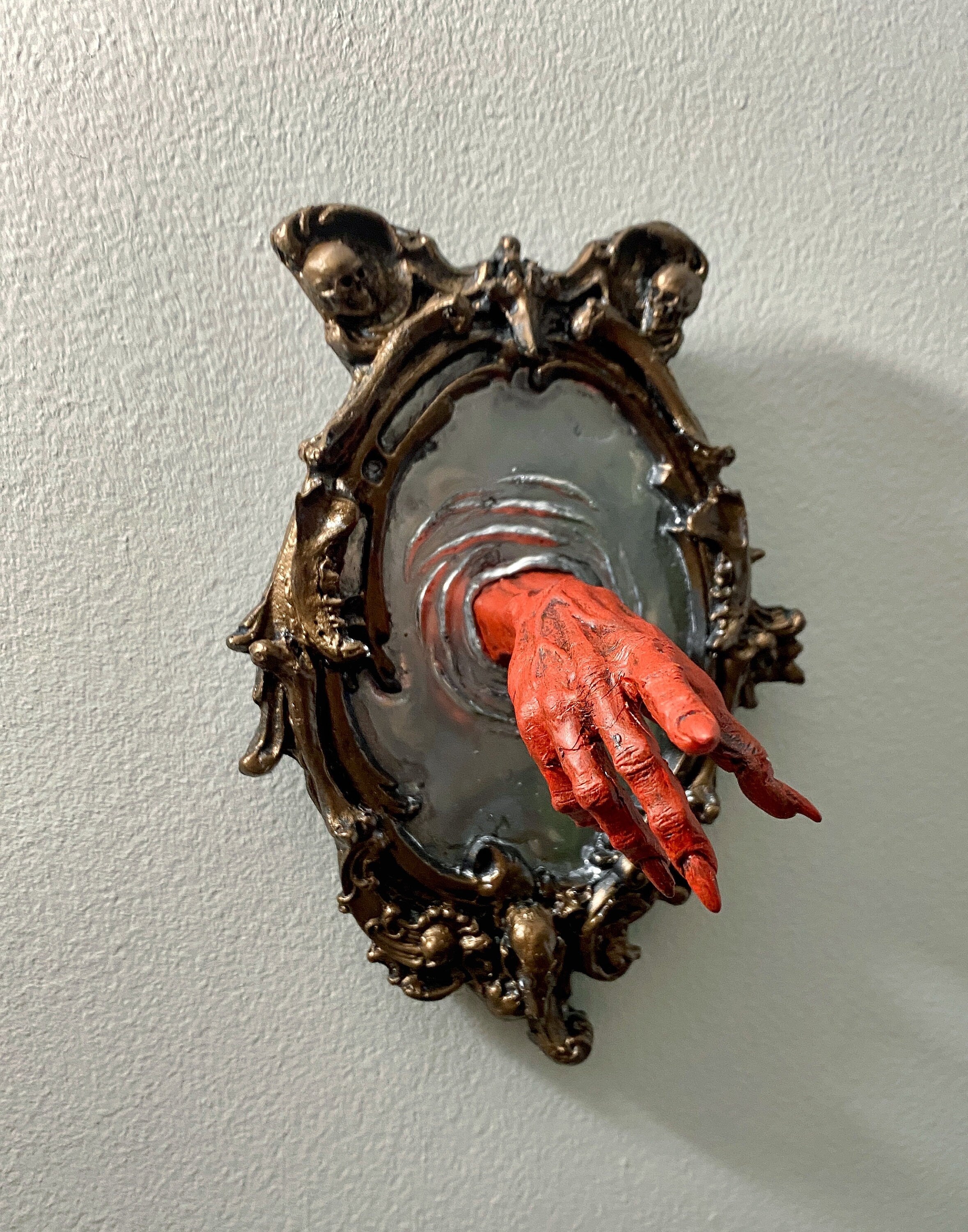 Spectral Hand Wall Plaque, Blood Red Resin Sculpture | Victorian Gothic Haunted Wall Art |Ghost Hand Gift for Halloween, Spooky Home Decor